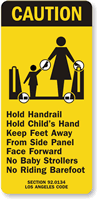 Hold Child's Hand Keep Feet Away Sign
