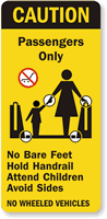 Caution Passengers No Bare Feet Hold Handrail