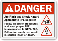 Danger Arc Flash Shock Hazard Sign