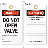 Do Not Open Valve Lockout Tag