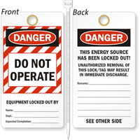 Do Not Operate Equipment Locked Out Lockout Tag