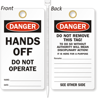 Hands Off Do Not Operate Lockout Tag