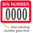 BIN NUMBER Label, numbering, pack of 1000