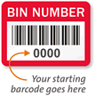 BIN NUMBER Label, barcode, pack of 1000
