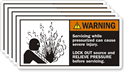 Warning Servicing Pressurized Injury Label