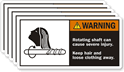 Warning Rotating Shaft Injury Label