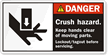 Crush Hazard. Keep Hands Clear. Lockout/Tagout Label