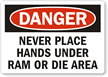 Danger: Never Place Hands Under RAM Label