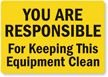Keeping This Equipment Clean Label