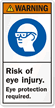 Risk Of Injury. Eye Protection Required Label
