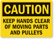 Caution: Keep Hands Clear Moving Parts Label