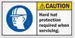 Hard hat protection required when servicing.