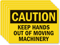 Caution: Keep Hands Out Moving Machinery Label
