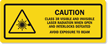 CLASS 3R VISIBLE, INVISIBLE LASER RADIATION LABEL