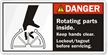 Rotating Parts Inside. Lockout/Tagout Before Servicing Label