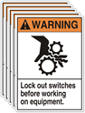Warning Label: Lockout Switches Before Working On Equipment