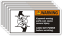 Warning: Exposed Moving Parts Lockout Power Label