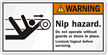 Nip Hazard. Lockout/Tagout Before Servicing Label