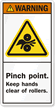 Pinch Point. Keep Hands Clear Rollers Label