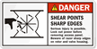 Shear Points Sharp Edges Safety Label