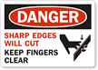 Danger Sharp Edges Cut Fingers Label