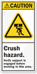 Crush Hazard. Verify Support Label