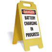 Danger Battery Charging in Progress Fold-Ups® Floor Sign