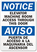 Elevator Machine Room Access Door Sign bilingual