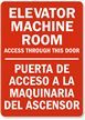 Elevator Machine Room Access Door bilingual Sign