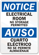 Notice Electrical Room Storage Bilingual Sign