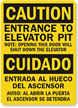 Entrance to Elevator Pit Note (bilingual) Sign