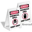 Danger Chemical Spill Reversible Fold-Ups Floor Sign