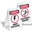 Danger High Voltage Reversible Fold-Ups Floor Sign