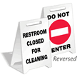 Restroom Closed For Cleaning Reversible Fold-Ups Floor Sign