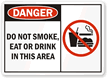 Do Not Smoke, Eat Or Drink Sign