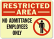 Restricted Area Admittance Employees Sign