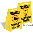 Caution Forklift Traffic Reversible Fold-Ups Floor Sign