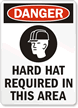Danger: Hard Hat Required (graphic) Sign