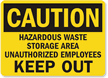 Caution Hazardous Waste Storage Sign