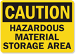 Caution Hazardous Material Storage Area Sign