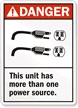 Danger (ANSI) Unit Multiple Power Sources Sign