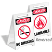 Danger No Smoking Flammable Reversible Fold-Ups Floor Sign