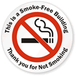 Smoke-Free Building, Thank you Window Decal