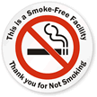 Thank you for Not Smoking Window Decal