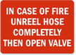 In Case Of Fire Unreel Hose Sign