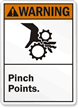 Warning ANSI Pinch Points Sign