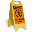 Warning Restricted Area W/Graphic Fold-Ups® Floor Sign