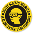 Bilingual Safety Glasses Required SlipSafe™ Floor Sign