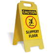 Caution Slippery Floor W/Graphic Fold-Ups® Floor Sign