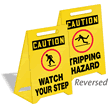 Caution Reversible Fold-Ups® Floor Watch Your Step Sign